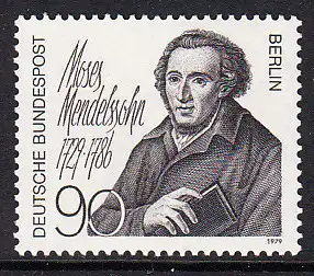 BERLIN 1979 Michel-Nummer 601 postfrisch EINZELMARKE - Moses Mendelssohn, Philosoph