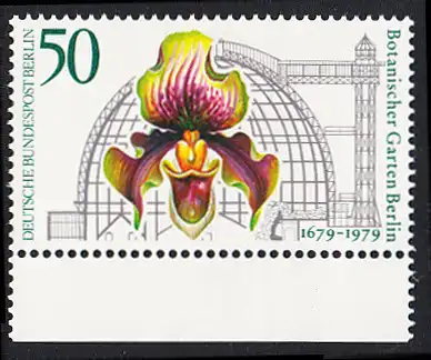 BERLIN 1979 Michel-Nummer 602 postfrisch EINZELMARKE RAND unten - Botanischer Garten Berlin