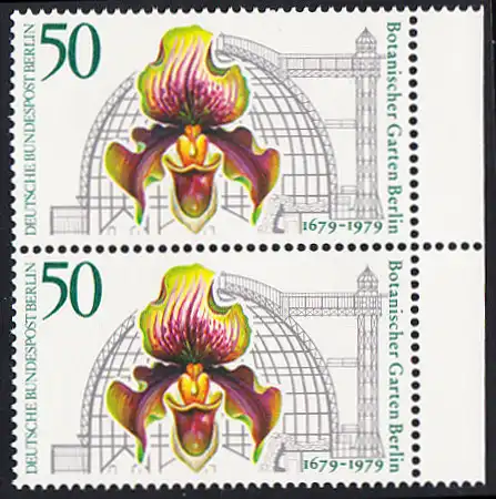 BERLIN 1979 Michel-Nummer 602 postfrisch vert.PAAR RAND rechts - Botanischer Garten Berlin