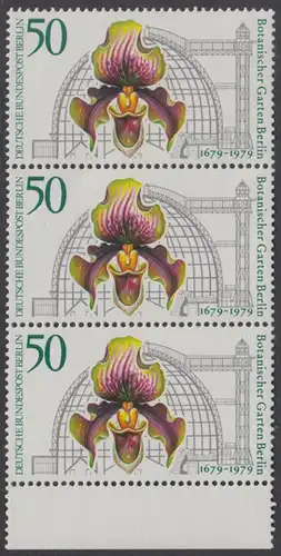 BERLIN 1979 Michel-Nummer 602 postfrisch vert.STRIP(3) RAND unten - Botanischer Garten Berlin
