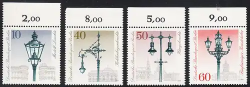 BERLIN 1979 Michel-Nummer 603-606 postfrisch SATZ(4) EINZELMARKEN RÄNDER oben - Historische Straßenlaternen