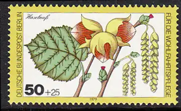 BERLIN 1979 Michel-Nummer 608 postfrisch EINZELMARKE - Blätter, Blüten und Früchte des Waldes: Haselnuss