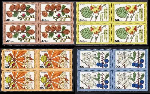 BERLIN 1979 Michel-Nummer 607-610 postfrisch SATZ(4) BLÖCKE - Blätter, Blüten und Früchte des Waldes