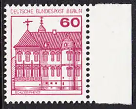 BERLIN 1979 Michel-Nummer 611 postfrisch EINZELMARKE RAND rechts - Burgen & Schlösser: Schloss Rheydt