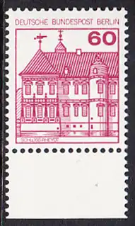 BERLIN 1979 Michel-Nummer 611 postfrisch EINZELMARKE RAND unten - Burgen & Schlösser: Schloss Rheydt