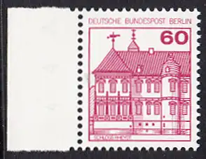 BERLIN 1979 Michel-Nummer 611 postfrisch EINZELMARKE RAND links - Burgen & Schlösser: Schloss Rheydt