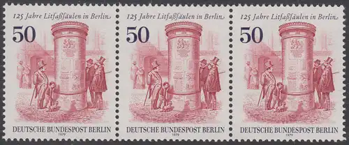 BERLIN 1979 Michel-Nummer 612 postfrisch horiz.STRIP(3) - Litfaßsäulen