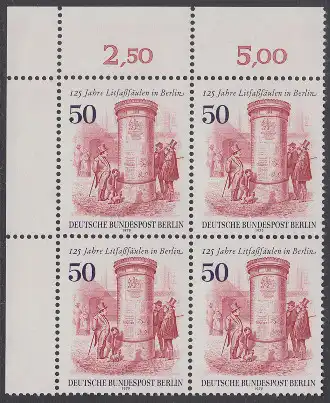 BERLIN 1979 Michel-Nummer 612 postfrisch BLOCK ECKRAND oben links - Litfaßsäulen