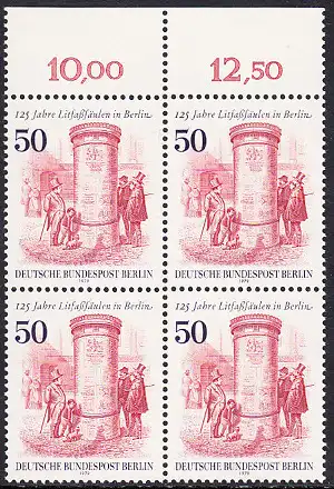 BERLIN 1979 Michel-Nummer 612 postfrisch BLOCK RÄNDER oben (a01) - Litfaßsäulen
