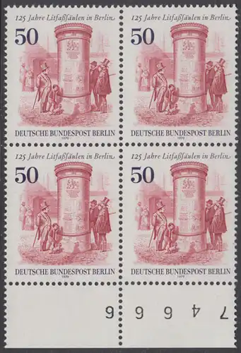 BERLIN 1979 Michel-Nummer 612 postfrisch BLOCK RÄNDER unten - Litfaßsäulen