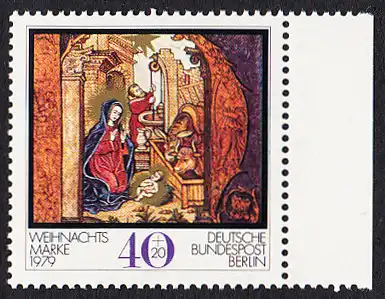 BERLIN 1979 Michel-Nummer 613 postfrisch EINZELMARKE RAND rechts - Weihnachten