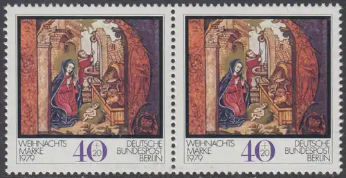 BERLIN 1979 Michel-Nummer 613 postfrisch horiz.PAAR - Weihnachten