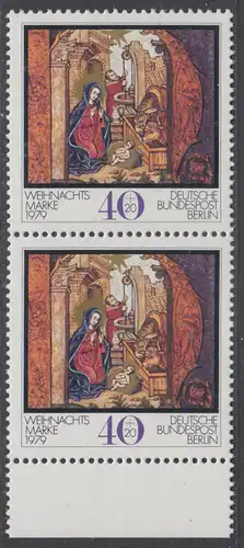 BERLIN 1979 Michel-Nummer 613 postfrisch vert.PAAR RAND unten - Weihnachten