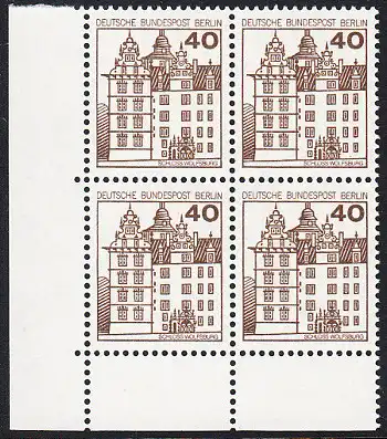 BERLIN 1980 Michel-Nummer 614 postfrisch BLOCK ECKRAND unten links - Burgen & Schlösser: Renaissance-Schloss Wolfsburg