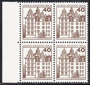 BERLIN 1980 Michel-Nummer 614 postfrisch BLOCK RÄNDER links - Burgen & Schlösser: Renaissance-Schloss Wolfsburg