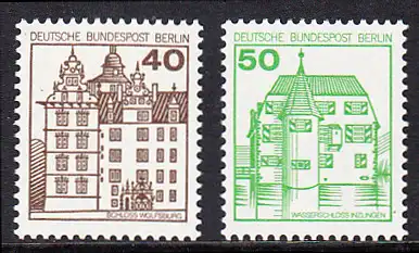 BERLIN 1980 Michel-Nummer 614-615 postfrisch SATZ(2) EINZELMARKEN - Burgen & Schlösser: Renaissance-Schloss Wolfsburg / Wasserschloß Inzlingen