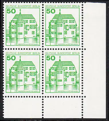 BERLIN 1980 Michel-Nummer 615 postfrisch BLOCK ECKRAND unten rechts - Burgen & Schlösser: Wasserschloß Inzlingen