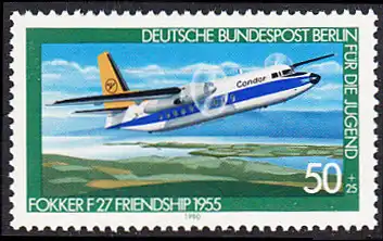 BERLIN 1980 Michel-Nummer 618 postfrisch EINZELMARKE - Luftfahrt: Verkehrsflugzeug Fokker F 27 Friendship