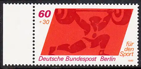 BERLIN 1980 Michel-Nummer 622 postfrisch EINZELMARKE RAND links - Sporthilfe: Gewichtheben