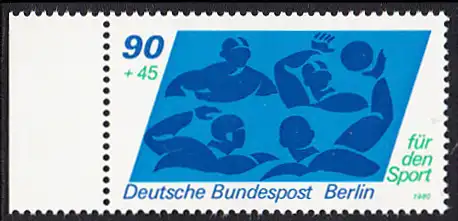 BERLIN 1980 Michel-Nummer 623 postfrisch EINZELMARKE RAND links - Sporthilfe: Wasserball