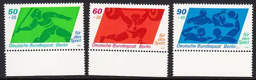 BERLIN 1980 Michel-Nummer 621-623 postfrisch SATZ(3) EINZELMARKEN RÄNDER unten - Sporthilfe