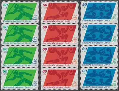 BERLIN 1980 Michel-Nummer 621-623 postfrisch SATZ(3) vert.STRIPS(4) - Sporthilfe