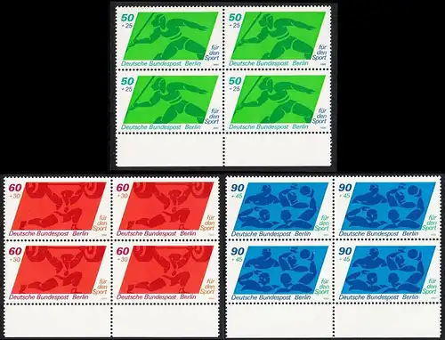 BERLIN 1980 Michel-Nummer 621-623 postfrisch SATZ(3) BLÖCKE RÄNDER unten - Sporthilfe