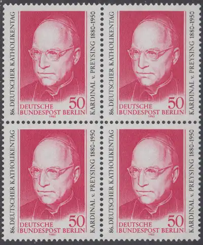 BERLIN 1980 Michel-Nummer 624 postfrisch BLOCK - Kardinal Konrad Graf von Preysing-Lichtenegg-Moos, Bischof von Berlin 