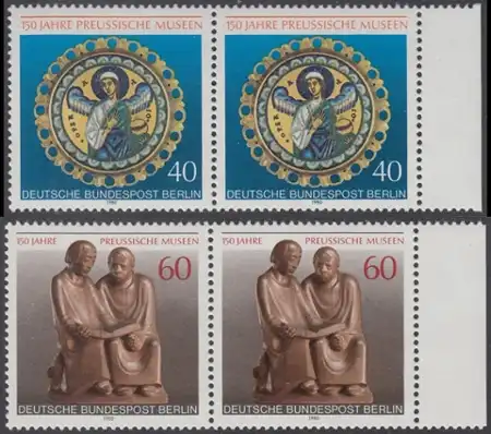 BERLIN 1980 Michel-Nummer 625-626 postfrisch SATZ(2) horiz..PAARE RÄNDER rechts - Preußische Museen, Berlin: Operatio / Lesende Mönche