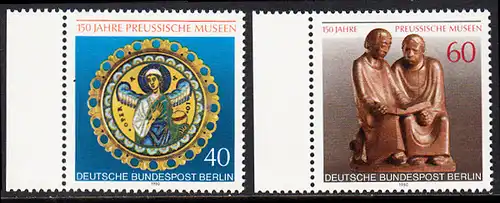 BERLIN 1980 Michel-Nummer 625-626 postfrisch SATZ(2) EINZELMARKEN RÄNDER links - Preußische Museen, Berlin: Operatio / Lesende Mönche
