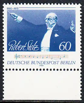 BERLIN 1980 Michel-Nummer 627 postfrisch EINZELMARKE RAND unten - Robert Stolz, Komponist