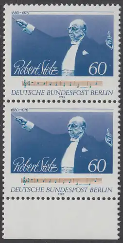 BERLIN 1980 Michel-Nummer 627 postfrisch vert.PAAR RAND unten - Robert Stolz, Komponist