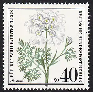 BERLIN 1980 Michel-Nummer 629 postfrisch EINZELMARKE - Gefährdete Ackerwildkräuter: Breitsame