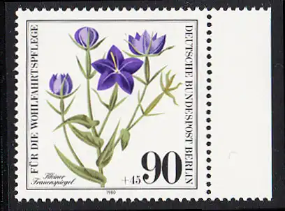 BERLIN 1980 Michel-Nummer 632 postfrisch EINZELMARKE RAND rechts - Gefährdete Ackerwildkräuter: Kleiner Frauenspiegel