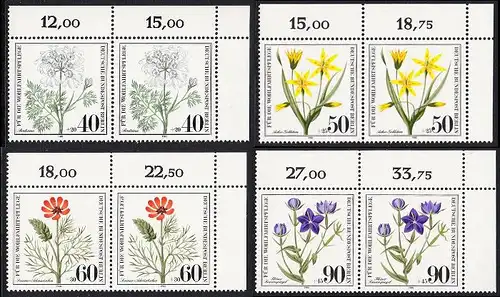 BERLIN 1980 Michel-Nummer 629-632 postfrisch SATZ(4) horiz.PAARE ECKRÄNDER oben rechts - Gefährdete Ackerwildkräuter