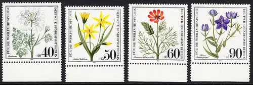 BERLIN 1980 Michel-Nummer 629-632 postfrisch SATZ(4) EINZELMARKEN RÄNDER unten - Gefährdete Ackerwildkräuter