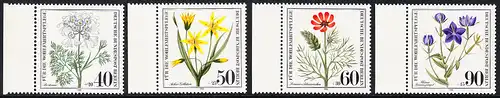 BERLIN 1980 Michel-Nummer 629-632 postfrisch SATZ(4) EINZELMARKEN RÄNDER links - Gefährdete Ackerwildkräuter