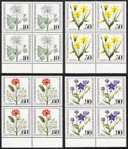 BERLIN 1980 Michel-Nummer 629-632 postfrisch SATZ(4) BLÖCKE RÄNDER unten - Gefährdete Ackerwildkräuter