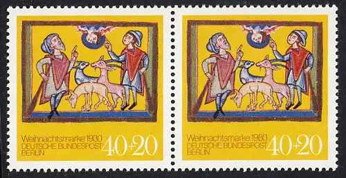 BERLIN 1980 Michel-Nummer 633 postfrisch horiz.PAAR - Weihnachten