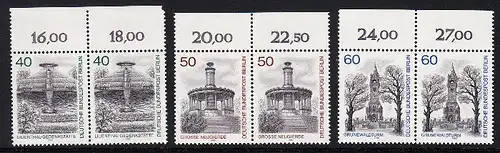 BERLIN 1980 Michel-Nummer 634-636 postfrisch SATZ(3) horiz.PAARE RÄNDER oben - Berlin-Ansichten