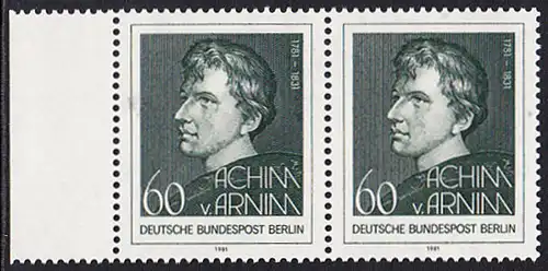 BERLIN 1981 Michel-Nummer 637 postfrisch horiz.PAAR RAND links - Achim von Arnim, Dichter