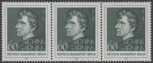 BERLIN 1981 Michel-Nummer 637 postfrisch horiz.STRIP(3) - Achim von Arnim, Dichter