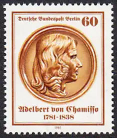 BERLIN 1981 Michel-Nummer 638 postfrisch EINZELMARKE - Adelbert von Chamisso. Dichter und Naturforscher