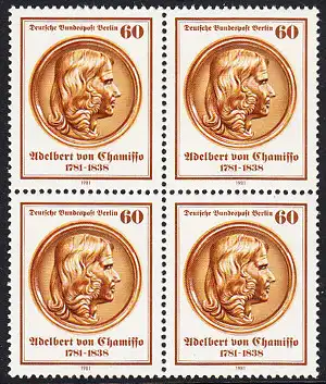 BERLIN 1981 Michel-Nummer 638 postfrisch BLOCK - Adelbert von Chamisso. Dichter und Naturforscher