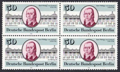 BERLIN 1981 Michel-Nummer 639 postfrisch BLOCK - Karl Philipp von Gontard, Architekt
