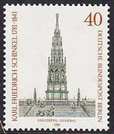 BERLIN 1981 Michel-Nummer 640 postfrisch EINZELMARKE - Karl Friedrich Schinkel, Baumeister und Maler