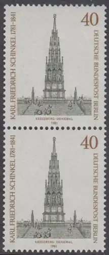 BERLIN 1981 Michel-Nummer 640 postfrisch vert.PAAR - Karl Friedrich Schinkel, Baumeister und Maler