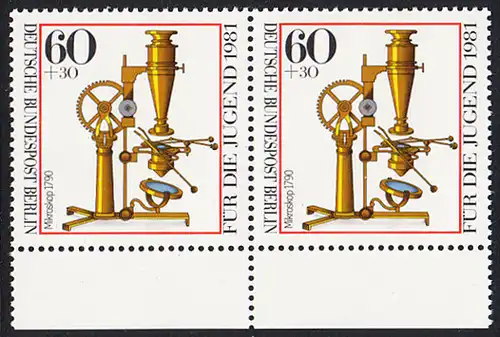 BERLIN 1981 Michel-Nummer 643 postfrisch horiz.PAAR RAND unten - Optische Instrumente: Äquatoreal