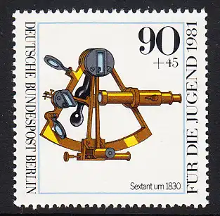 BERLIN 1981 Michel-Nummer 644 postfrisch EINZELMARKE - Optische Instrumente: Äquatoreal