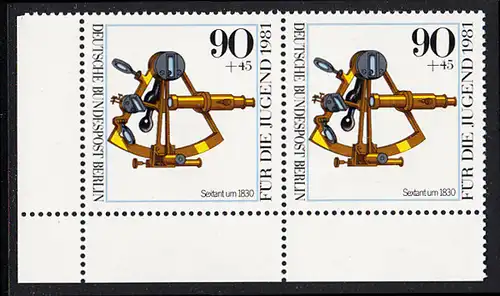 BERLIN 1981 Michel-Nummer 644 postfrisch horiz.PAAR ECKRAND unten links - Optische Instrumente: Äquatoreal